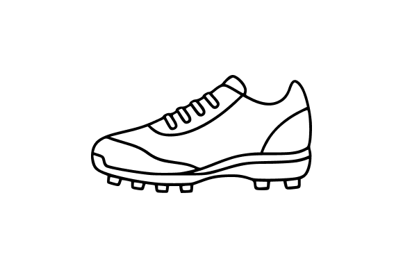 Athletic Soccer Shoe Line Art Clip Art