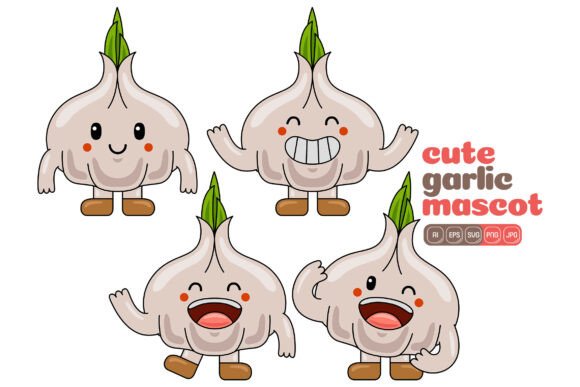 Cute Garlic Mascot Vector Pack 01: A Versatile Design Resource for Creative Projects