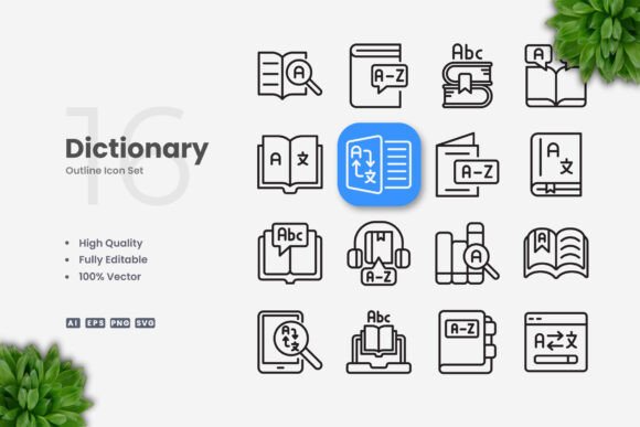 Dictionary Icons: Enhancing Visual Communication with Simple and Clean Design