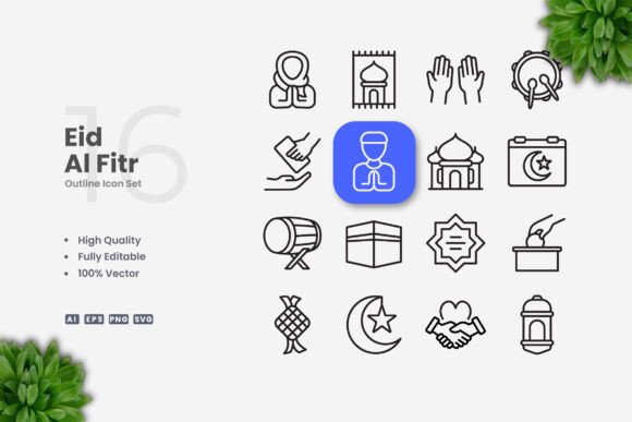 Eid Al Fitr Icons for Modern Design Needs