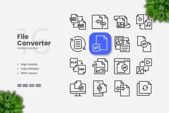 File Converter Outline Icons
