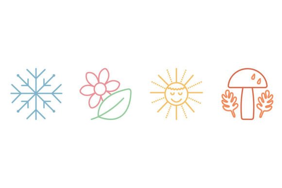 Four Seasons Color Icon Set: A Versatile Design Resource
