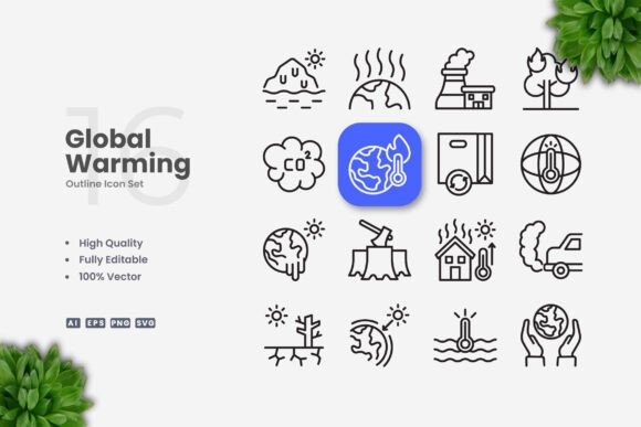 Global Warming Icons for Effective Visual Communication