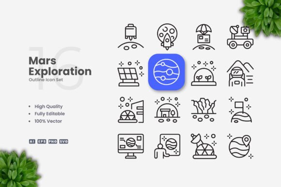 Mars Exploration Icons for Creative Projects