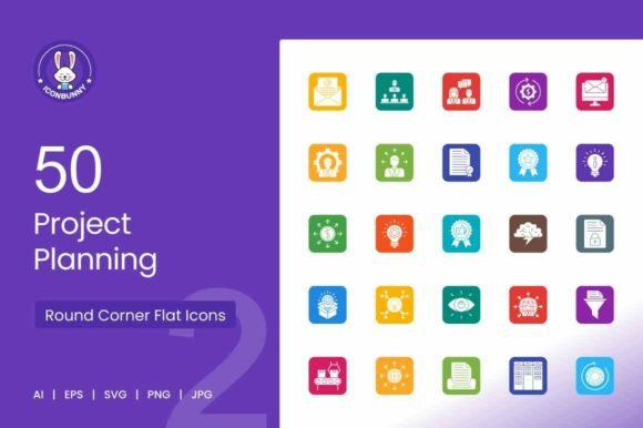 Project Planning Round Corner Flat Icons: A Modern Tool for Streamlined Workflows
