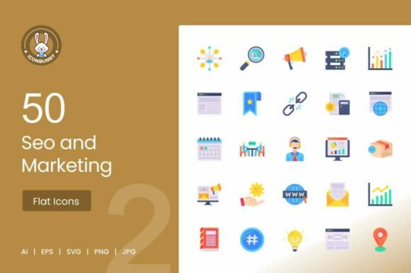 SEO Marketing Flat Multicolor Icons
